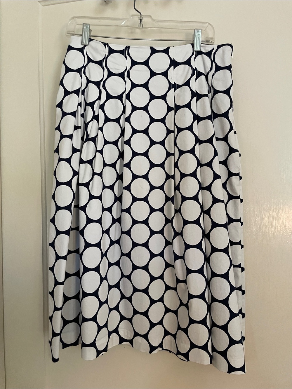 Boden Navy and White Large Polka Dot A-Line Skirt